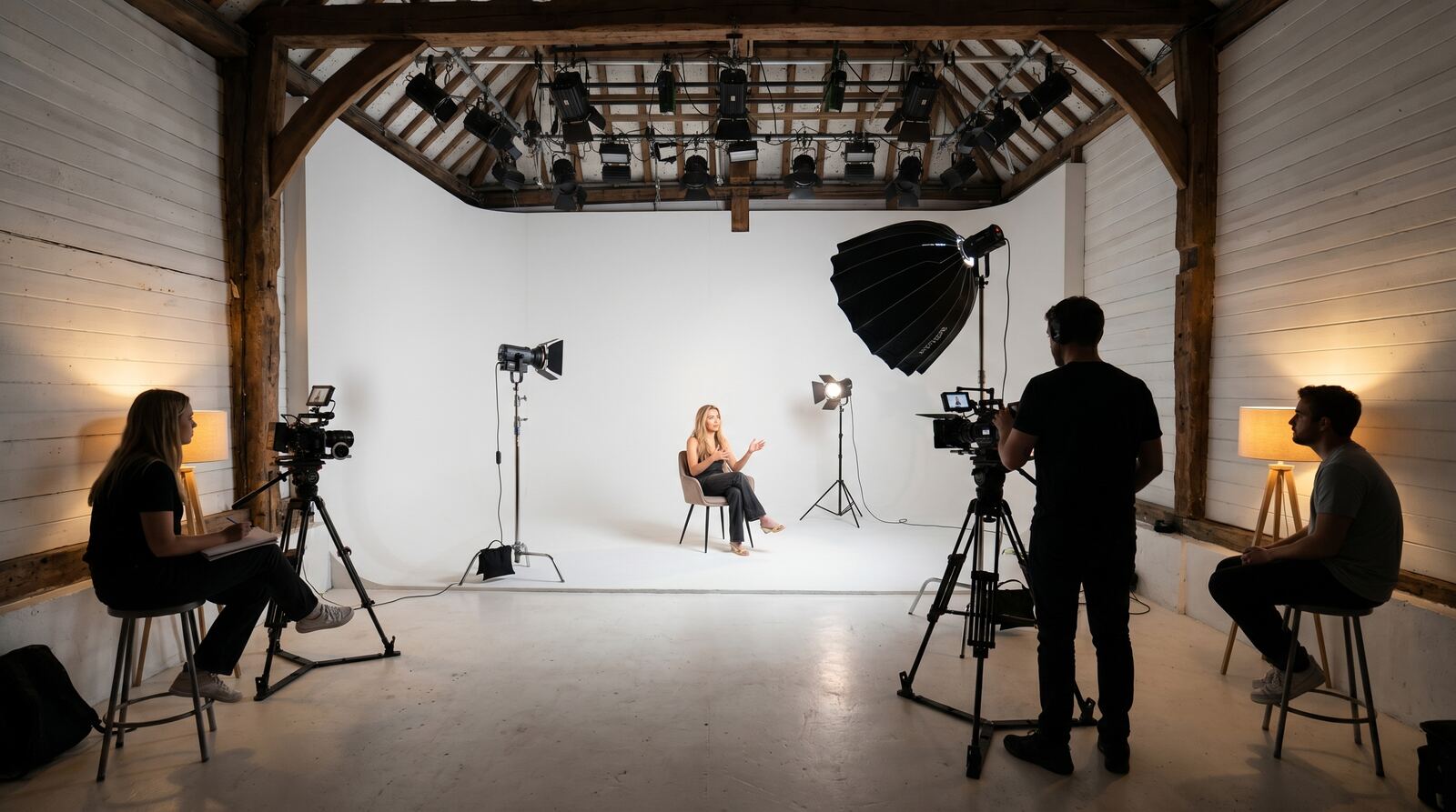 Corporate interview setup with two cameras
