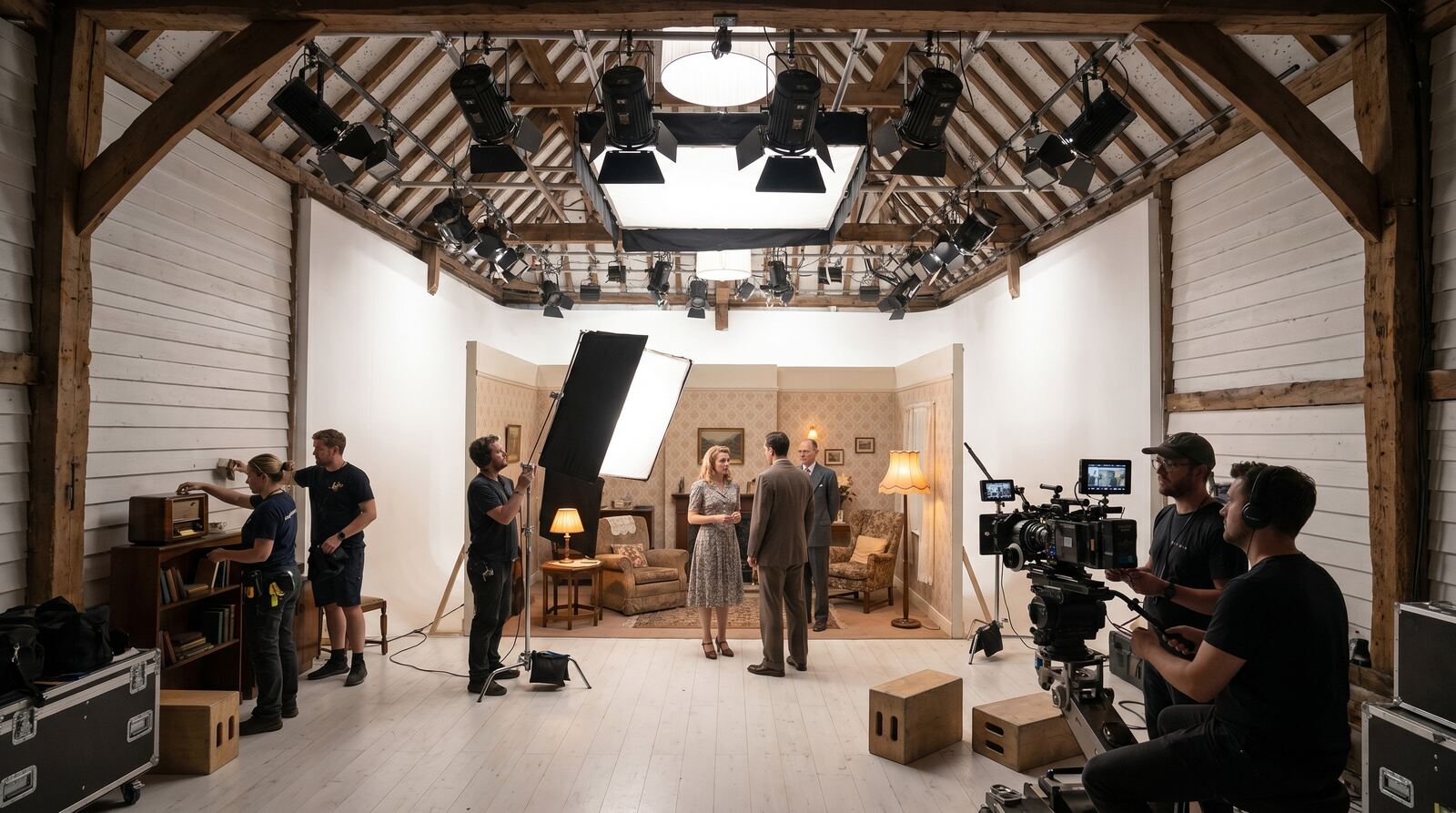 Period drama set built inside the barn studio